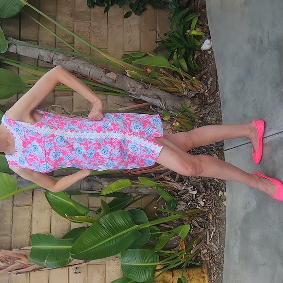 Lilly Pulitzer Ginge Shift Romper in Roxie Pink/Wave N Sea NWT Size 6 - Picture 5 of 16